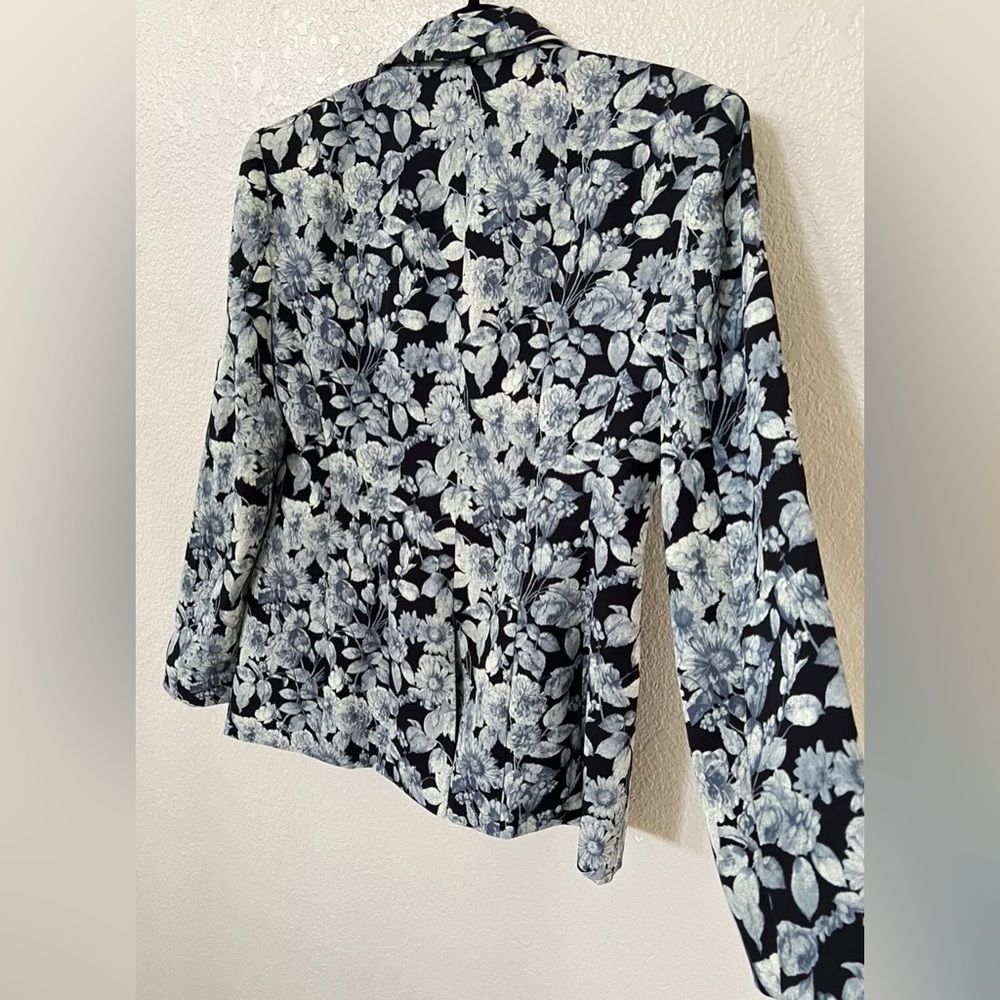 New Cinq a Sept Cheyenne Floral-Print Blazer In Slate Multi Size 8 - Picture 5 of 9